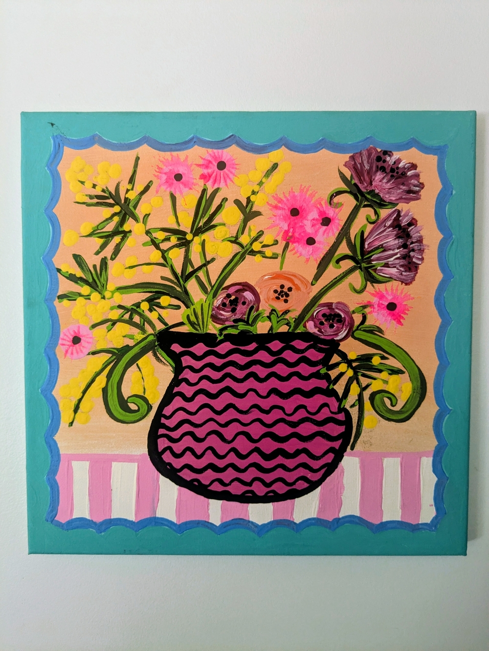 "Peachy Keen"Original Signed Folk Art ❤️